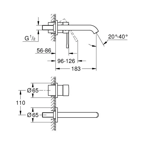 Grohe Essence Zidna Slavina M Veličina, Hard Graphite 29192A01
