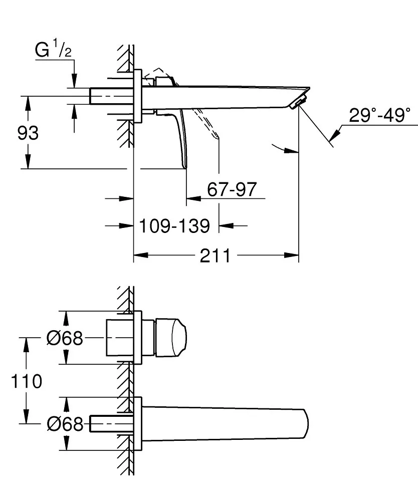 Grohe Eurosmart Zidna Za Umivaonik 29338003