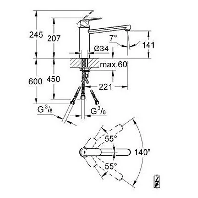 Grohe Eurosmart Cosmopolitan slavina za sudoperu trocevna 30194000
