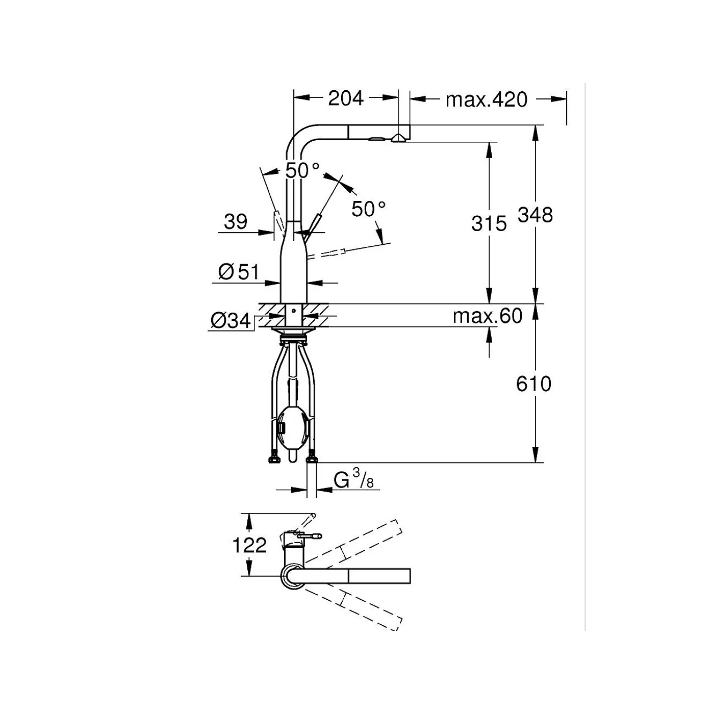 Grohe Essence slavina za sudoperu sa izvlačnim tušem Cool Sunrise 30270GL0