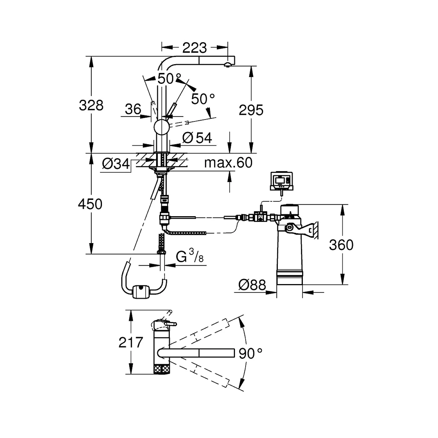 Grohe Blue Pure Minta slavina za sudoperu sa izvlačnim tušem i filterom 30393000