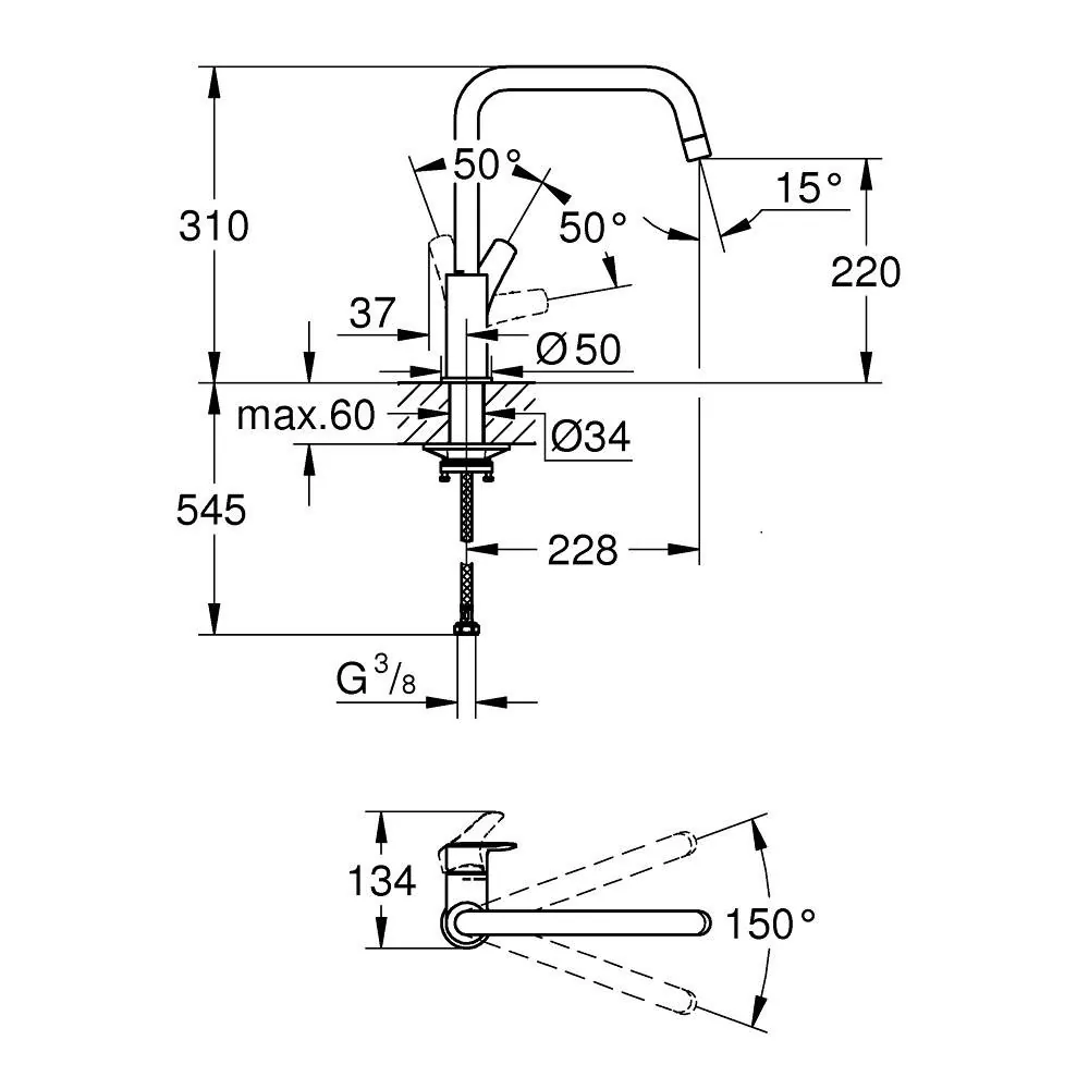 Grohe Eurosmart slavina za sudoperu Matt Black 305672430