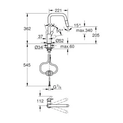 Grohe Eurosmart slavina za sudoperu sa izvlačnim tušem Matt Black 306192430