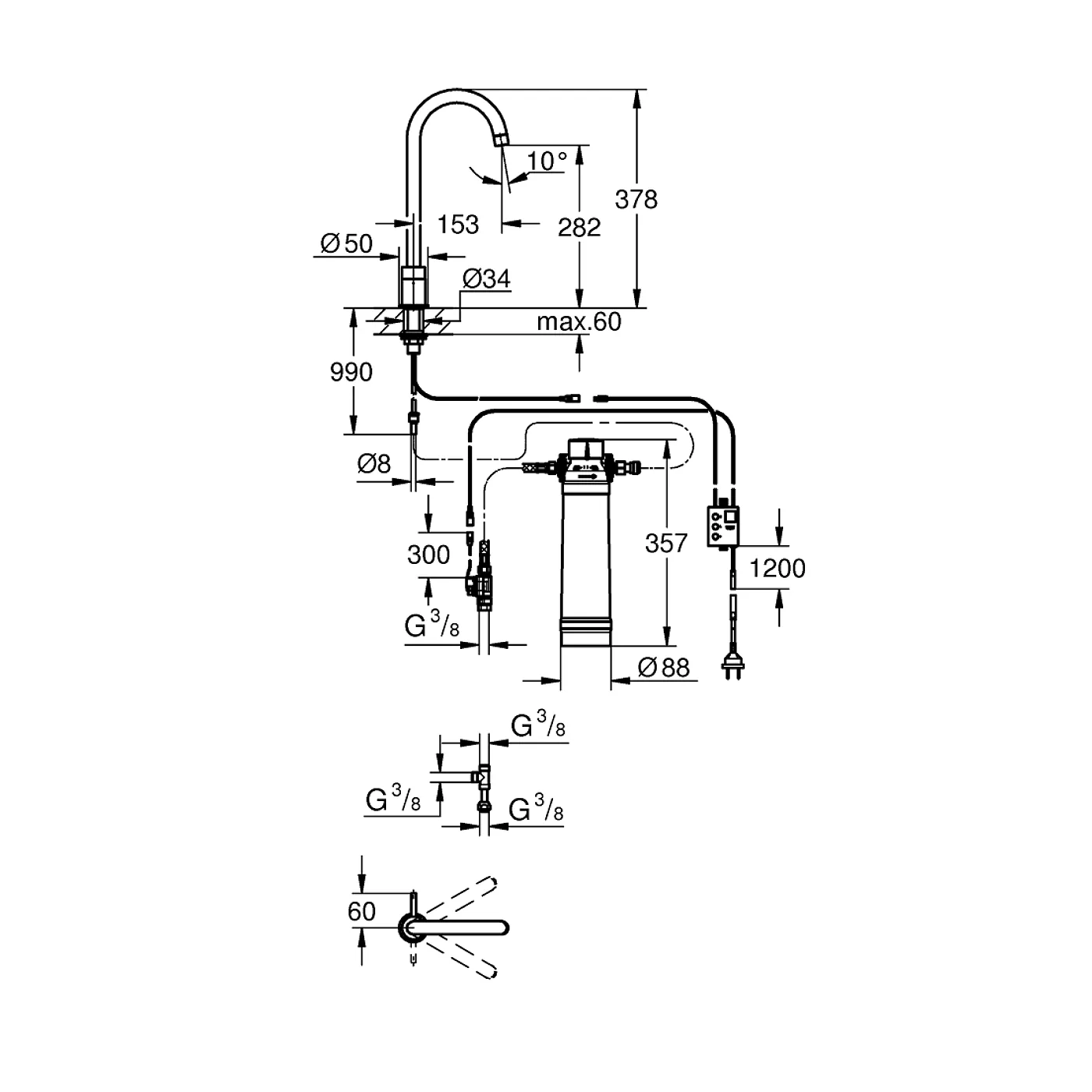 Grohe Blue Pure mono slavina sa filter funkcijom 31301001