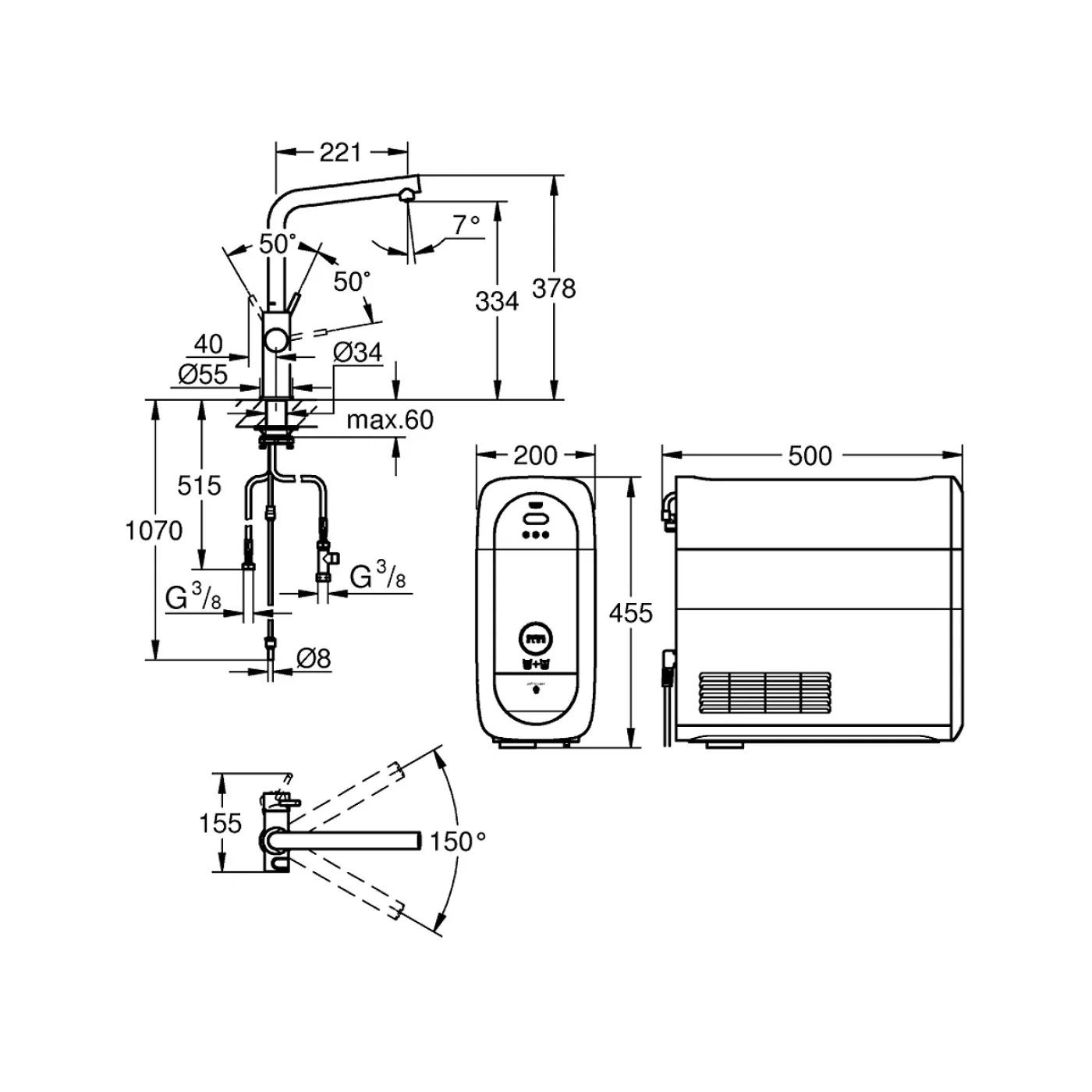 Grohe Blue Home set slavina za sudoperu sa filterom I za kiselu vodu, Brushed Warm Sunset 31454DL1