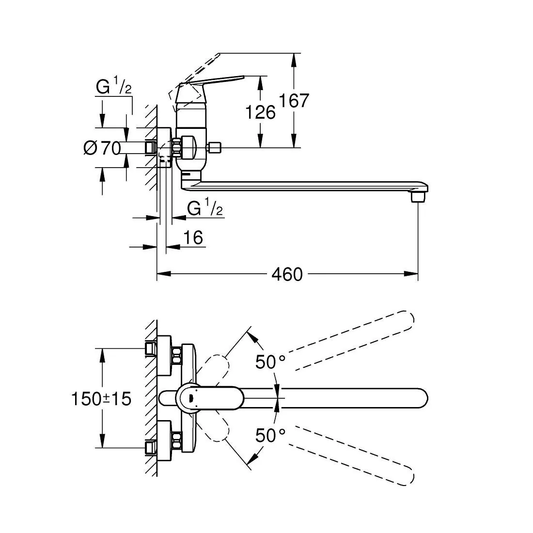 Grohe Eurosmart Cosmopolitan Zidna Sa Dugackom Lulom 32847000
