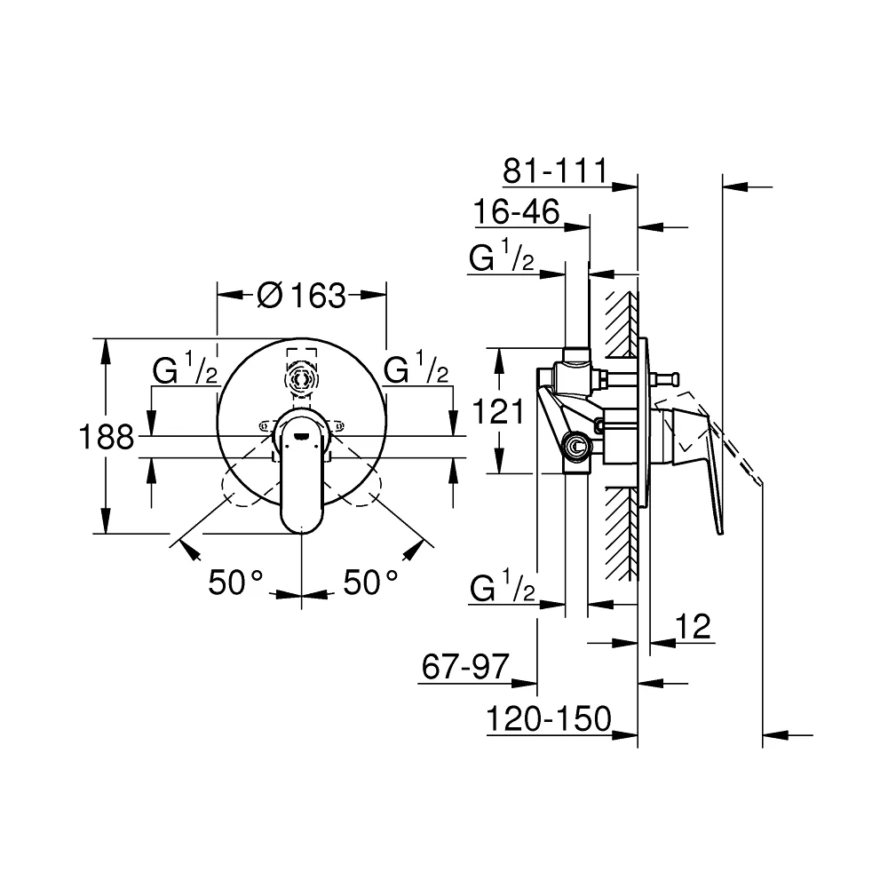 Grohe Eurosmart Cosmopolitan Mešač Sa Prebacivačem I Ugradnim Telom 32879000