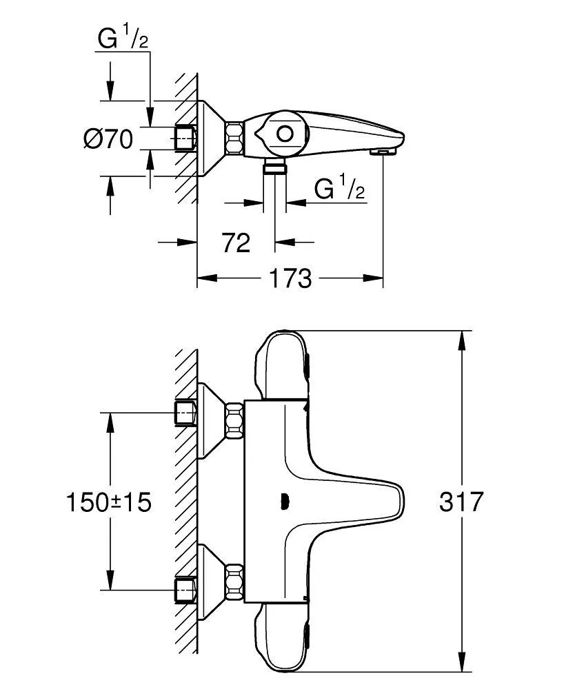 Grohe Grohtherm 1000 Termostatska Za Kadu 34155003