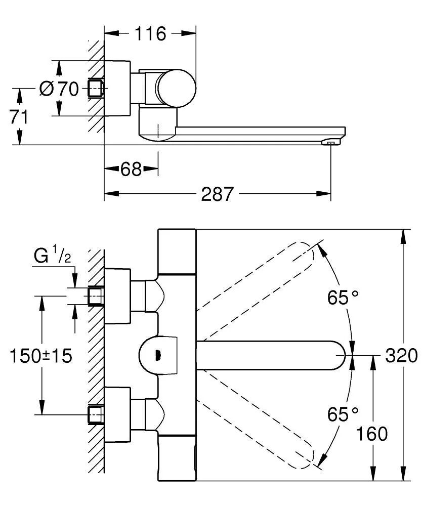 Grohe Eurosmart Cosmopolitan E Zidna Senzorska Slavina 36332000