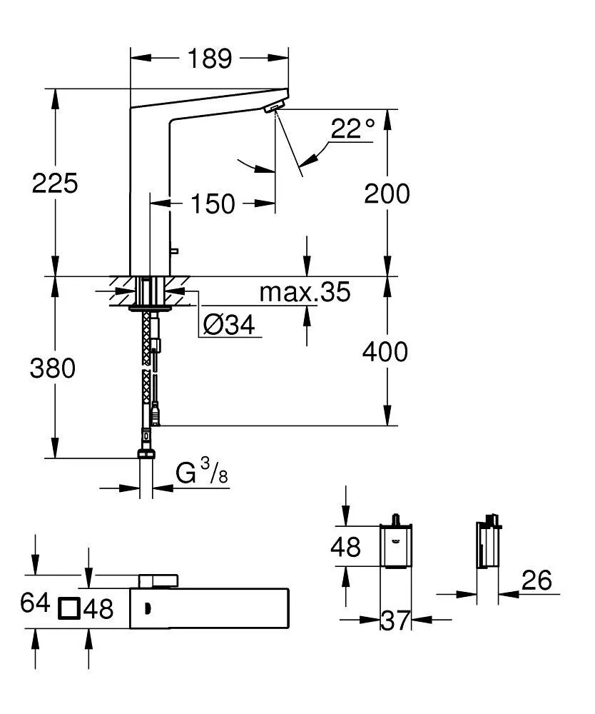 Grohe Eurocube E Senzorska Slavina 6V 5.7L/Min 36441000