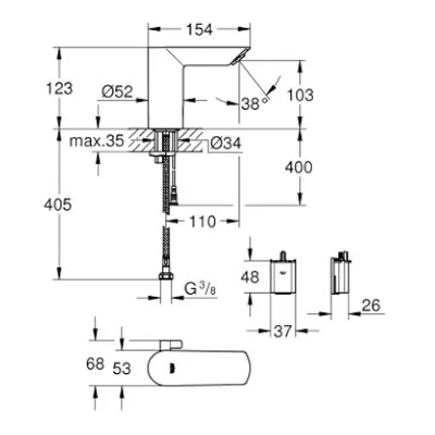Grohe Baucosmo E Senzorska Za Umivaonik Slavina 6V Sa Limitatorom Za Temperaturu 36451000