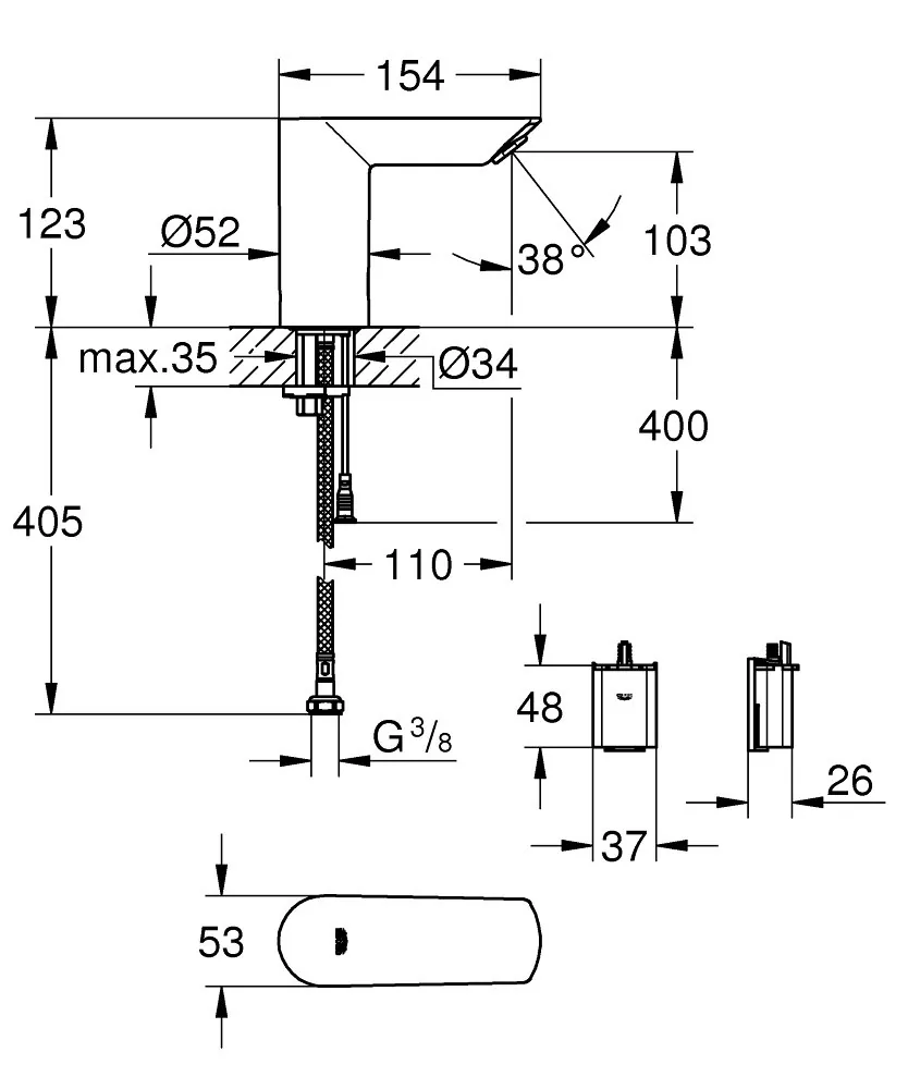 Grohe Baucosmo E senzorska slavina za umivaonik 6V 36452000