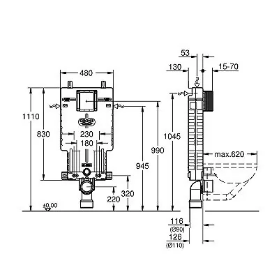 Grohe uniset ugradni vodokotlić za mokru ugradnju air 3-6 l