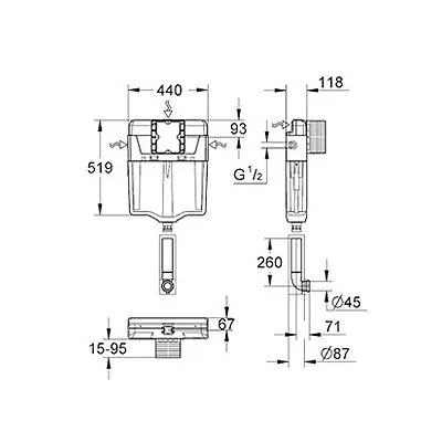 Grohe ugradni vodokotlić za podnu WC solju 3-6 l