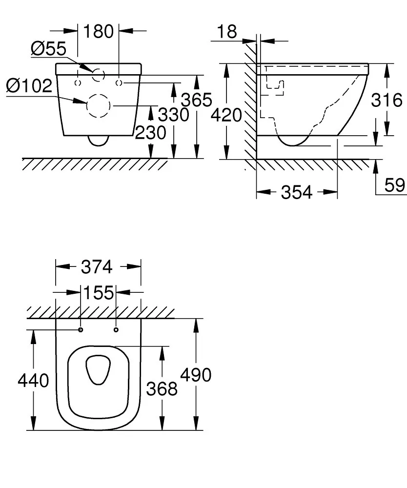 Grohe EuroCeramic compact konzolna WC šolja 39206000