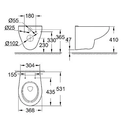 Grohe Bau Ceramic konzolna WC šolja rimless 39427000