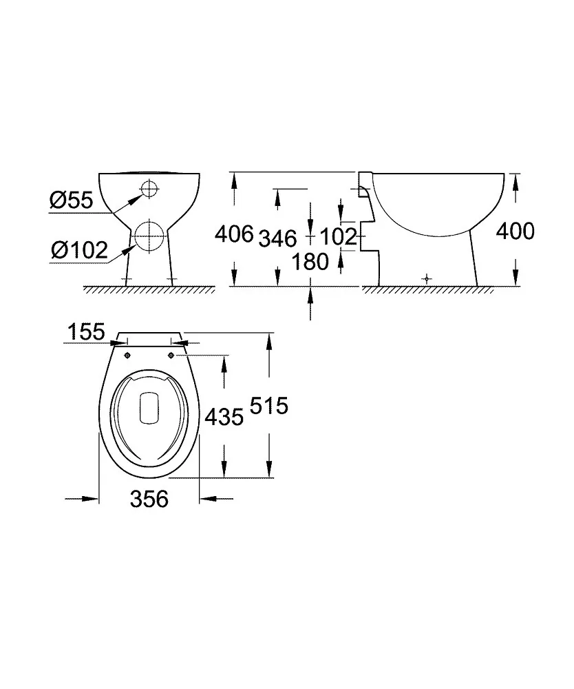 Grohe Bau Ceramic WC šolja baltic rimless 39430000