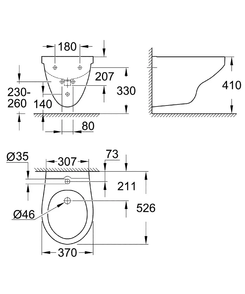 Grohe Bau Ceramic konzolni bide 39433000