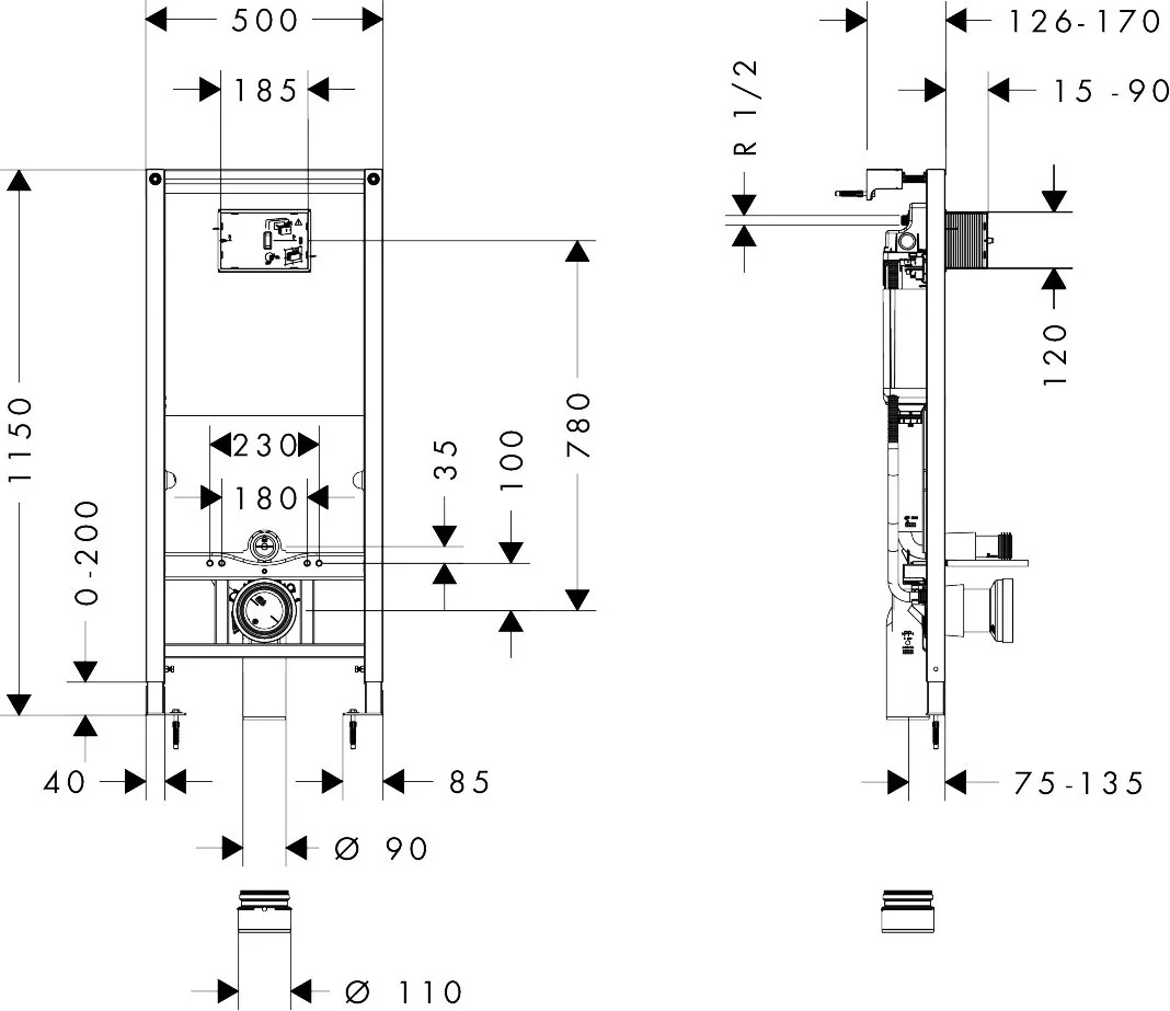 Hansgrohe iFrame ugradi vodokotlić za konzolne wc šolje 01022180
