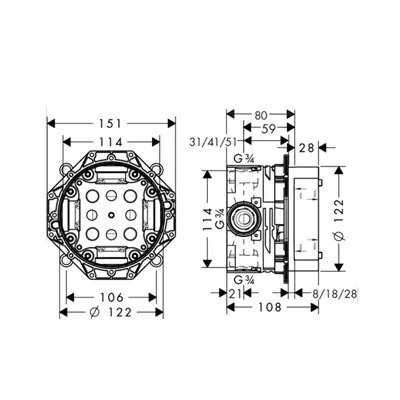 Hansgrohe ibox univerzalna uzidna mešačka glava 01800180