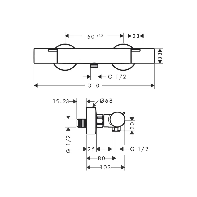 Hansgrohe Ecostat fine termostatski mešač za tuš kadu 13324000