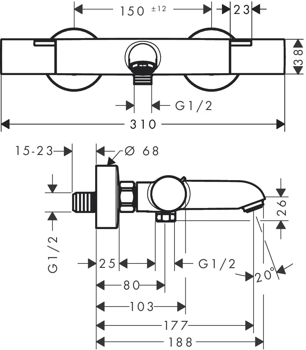 Hansgrohe Ecostat fine termostatska slavina za kadu 13325000