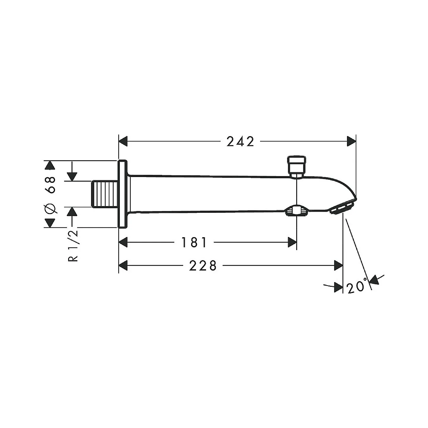 Hansgrohe izliv za kadu sa prebacivačem 228mm 13424000
