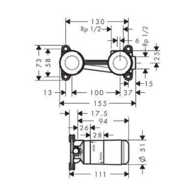 Hansgrohe ugradni set za zidnu bateriju za umivaonik 2 rupe 13622180