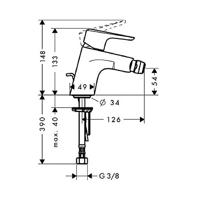 Hansgrohe planis slavina za bide sa podsklopom 14082000
