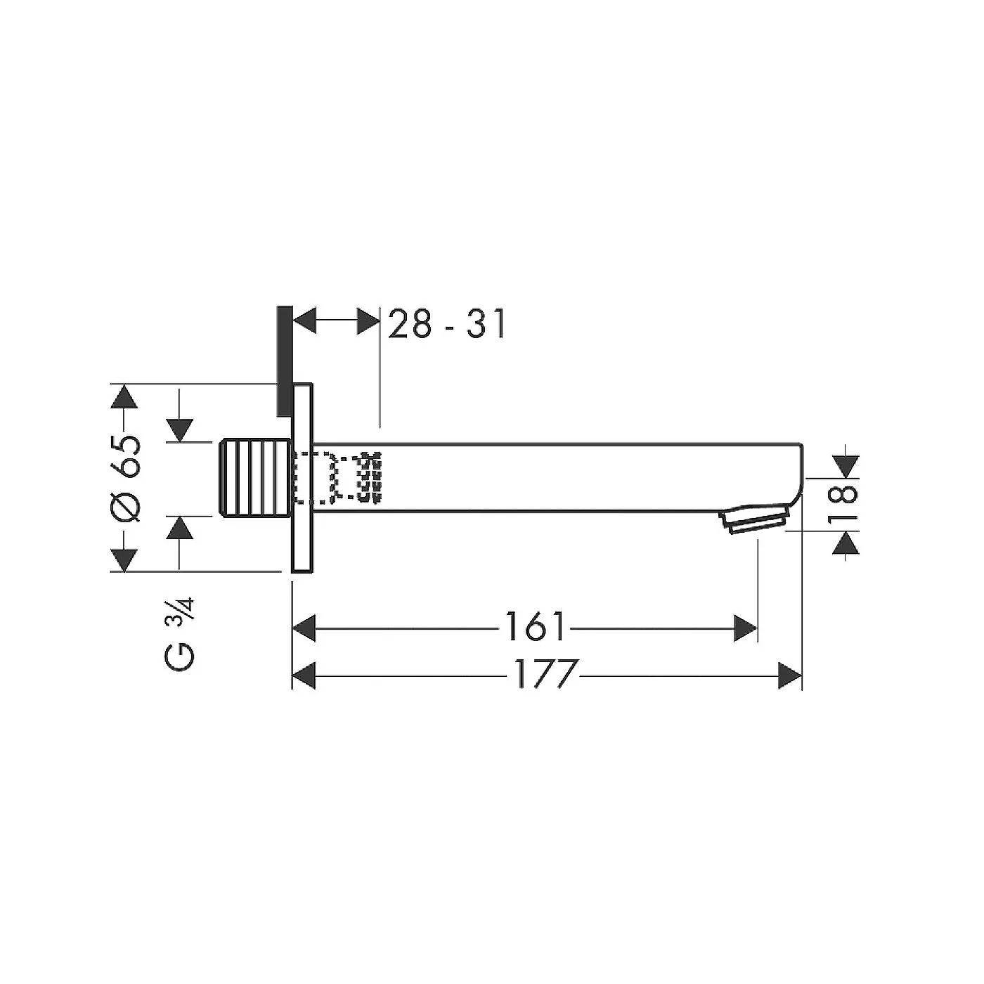 Hansgrohe Metris s izliv za kadu saten 14420880