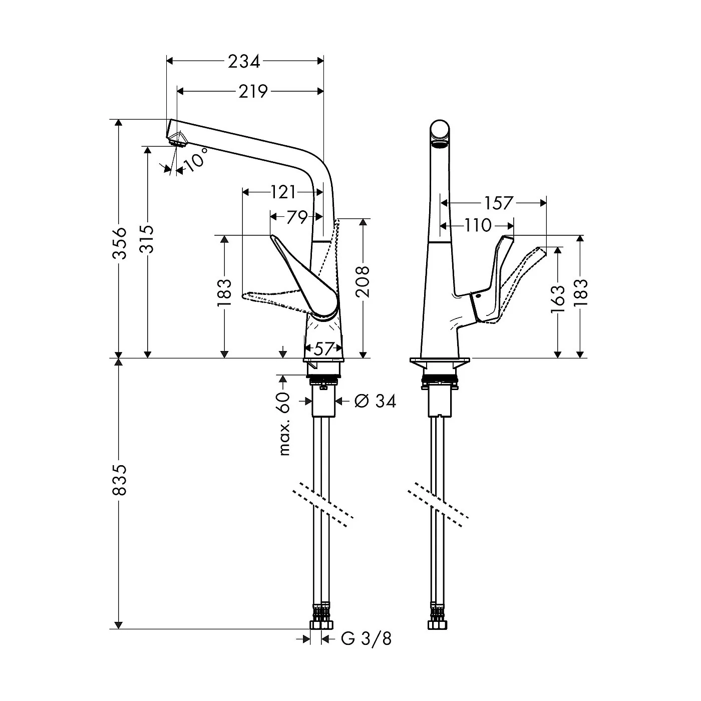 Hansgrohe Metris M71 slavina za sudoperu 320 za instalaciju ispred prozora 14823000
