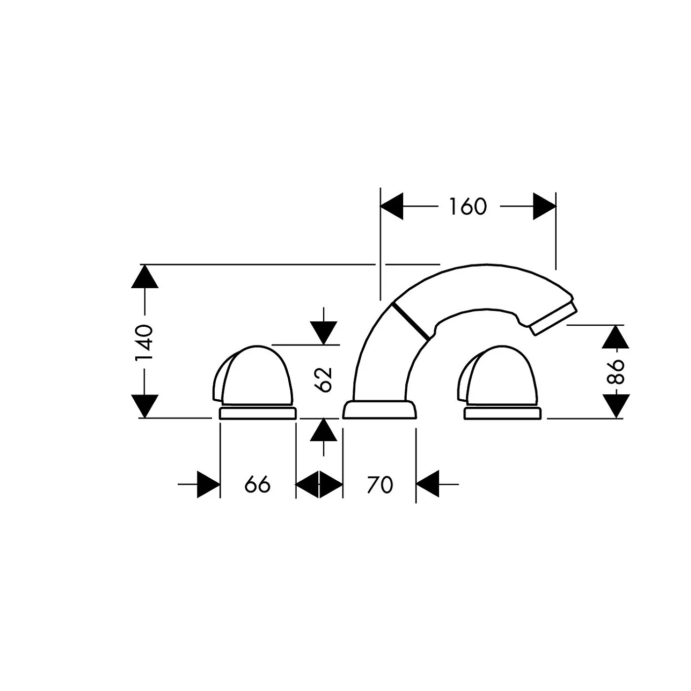 Hansgrohe Mondial za kadu sa 3 rupe 15633000