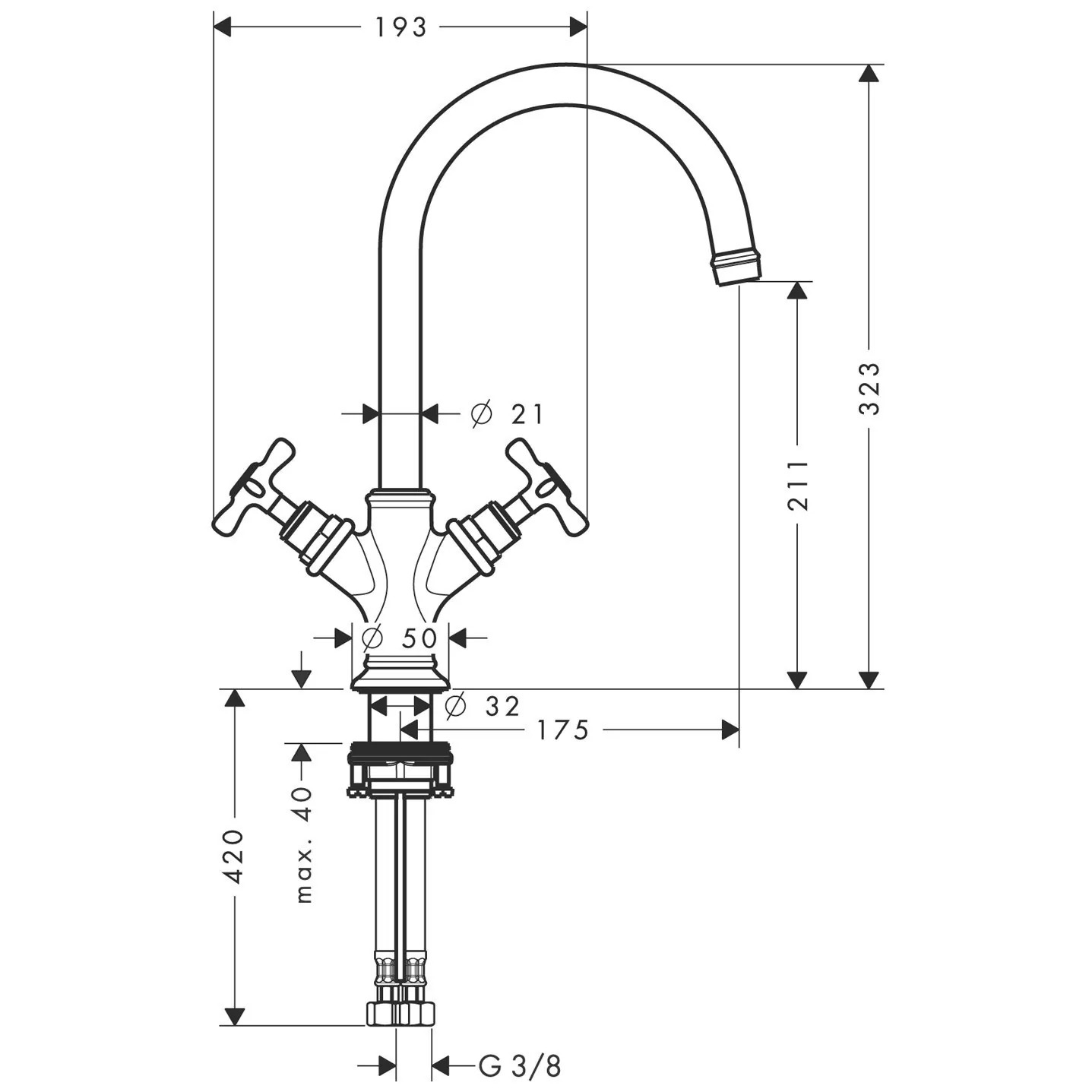 Hansgrohe Axor Montreaux dvorucna za umivaonik 16502000