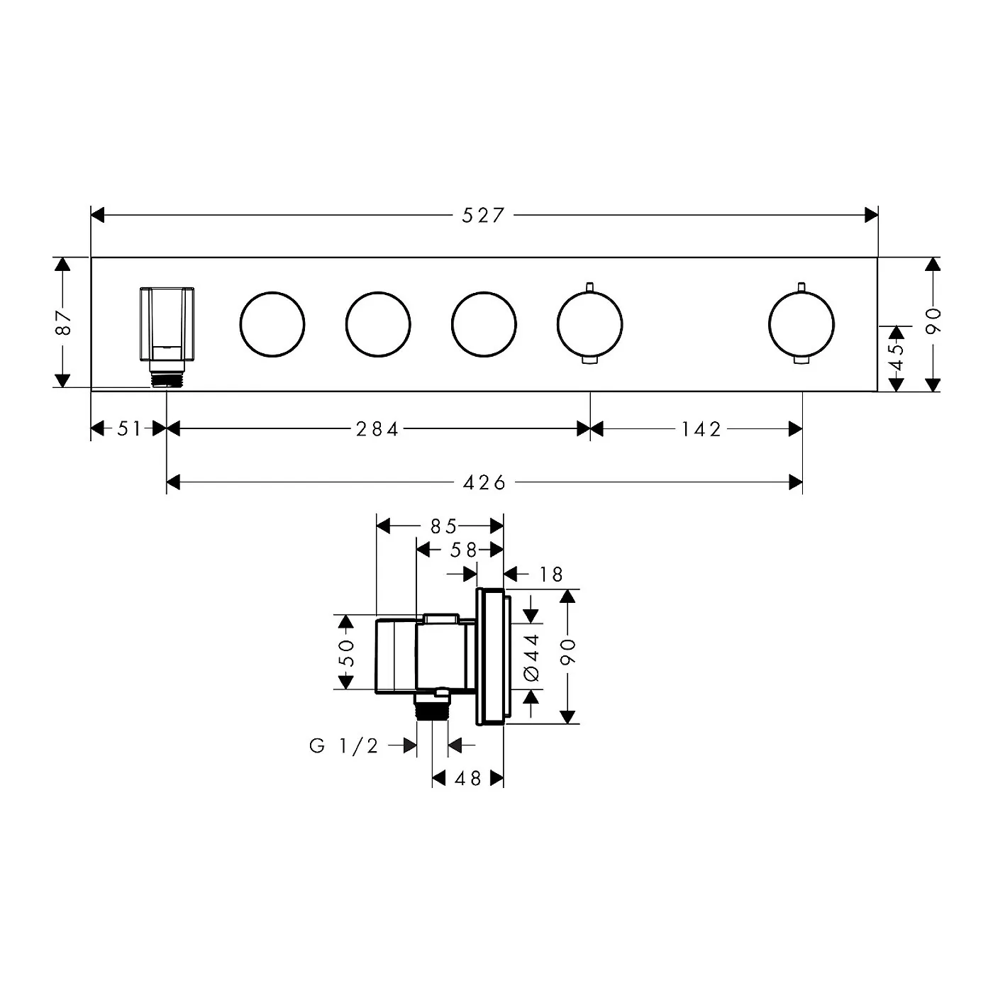 Hansgrohe Axor Showersolutions Select termostatski modul 3 funkcije brushed bronze 18356140