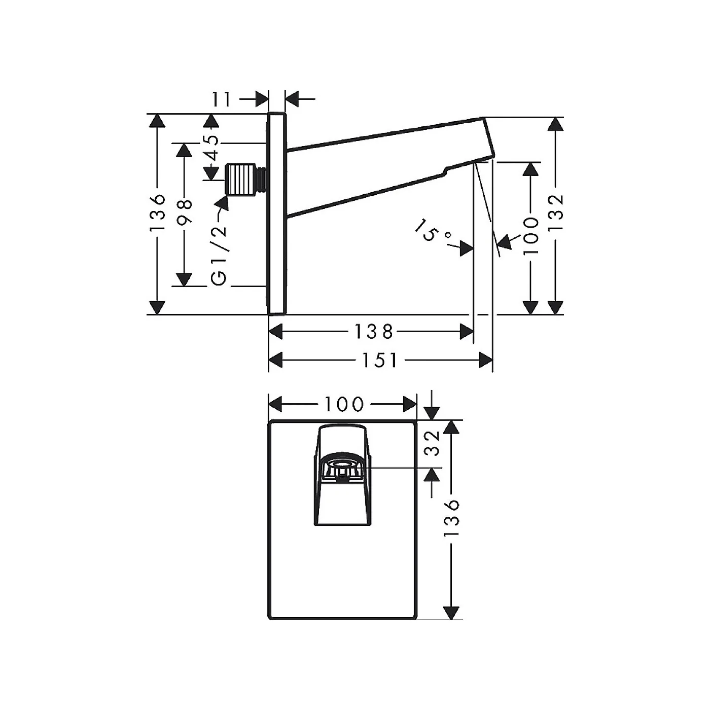 Hansgrohe Pulsify držač ruže tuša matt black 24149670