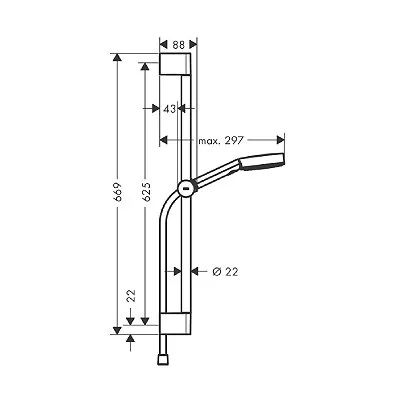 Hansgrohe Pulsify Select S 105 klizna šipka set Relaxation Ecosmart 3jet (L=65cm) 24161000