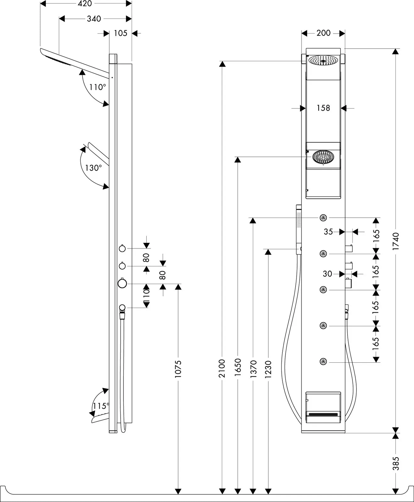 Hansgrohe pharo skyline masazni stub 26017000