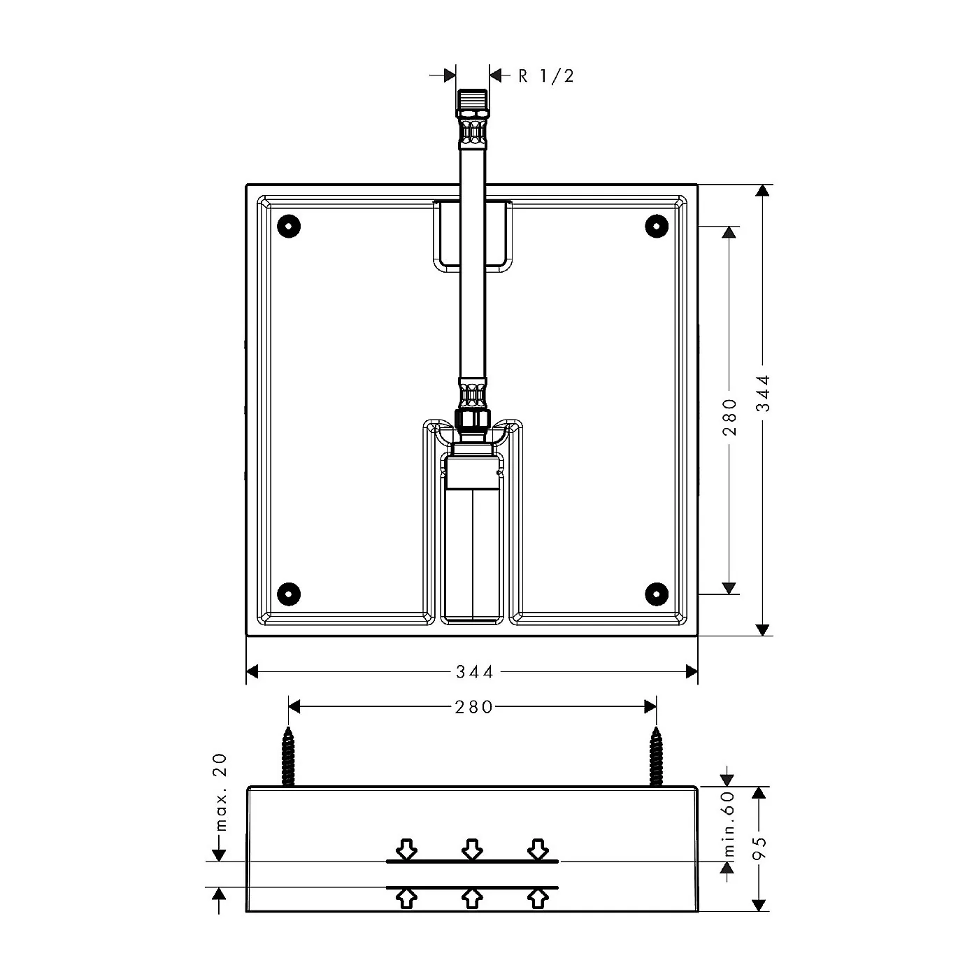 Hansgrohe ugradni set za Raindance E 400x400 ruzu tuša 26254180