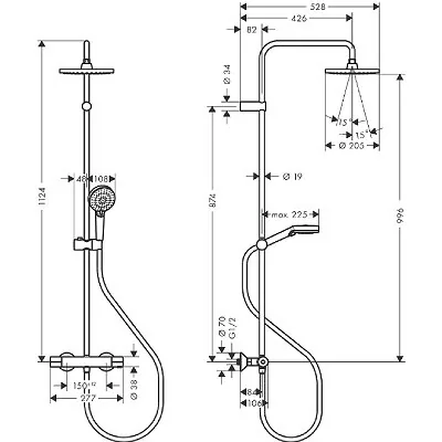 Hansgrohe Vernis Blend 200 usponski tuš sa termostatskom baterijom matt black 26276670