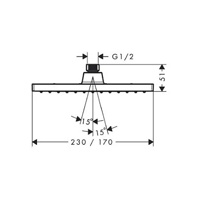 Hansgrohe Vernis Shape 230 tuš ruža matt black 26281670