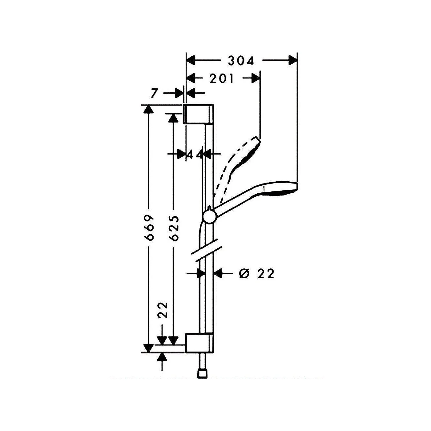Hansgrohe Croma Select 1 jet klizna šipka set 26584400
