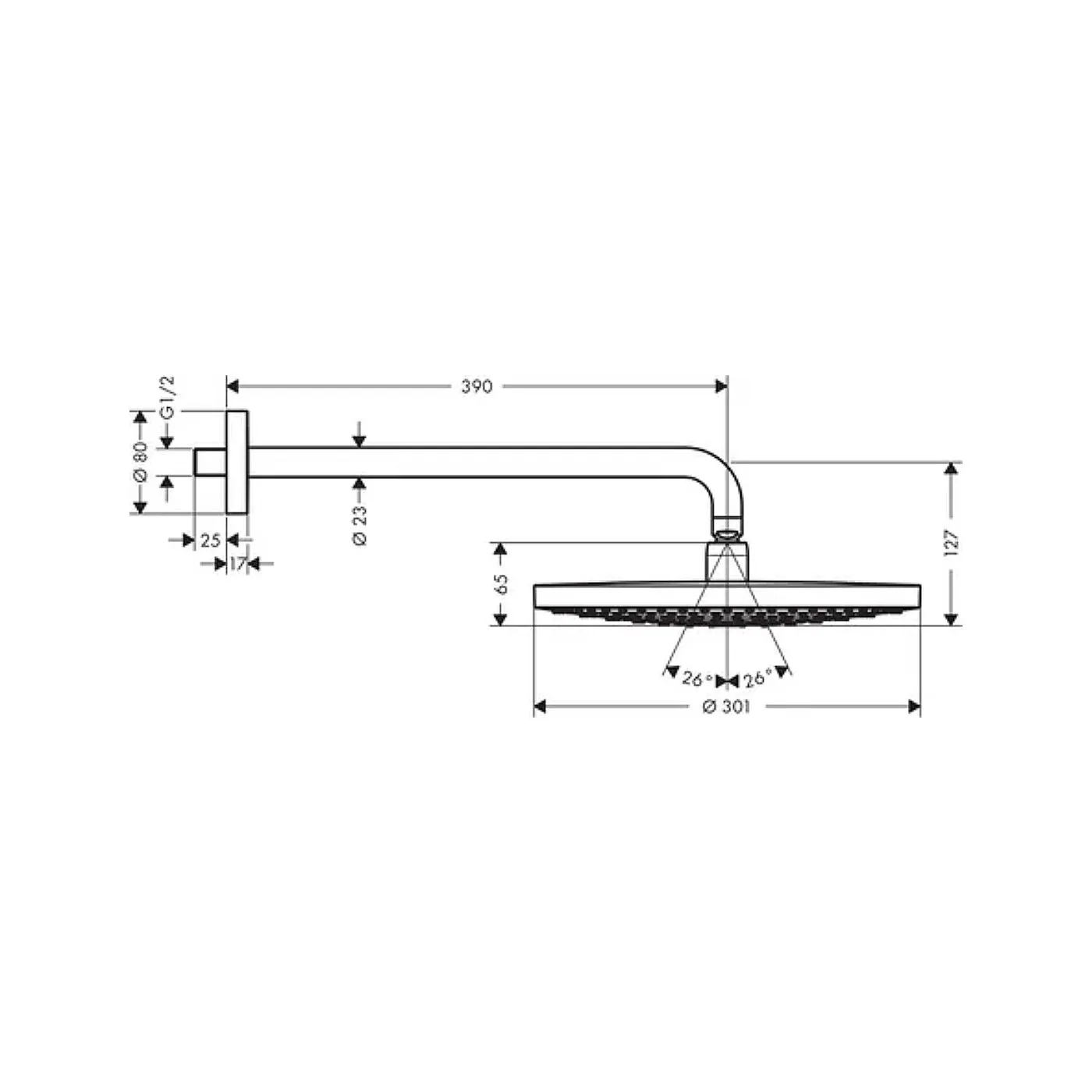 Hansgrohe Raindance Select s 300 ruža tuša sa nosačem 2 mlaza 300mm white/chrome 27378400