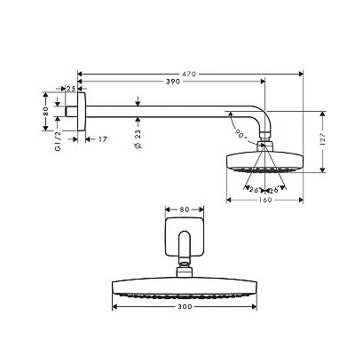 Hansgrohe Raindance Select E tuš ruža 300 sa konektorom 27385000