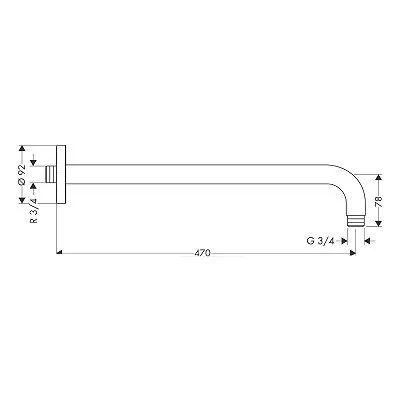 Hansgrohe zidni konektor (držač) tuš ruže L=47 cm 27410000