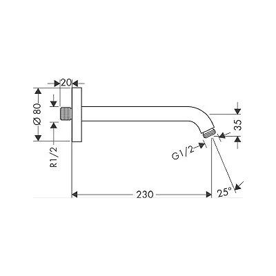 Hansgrohe zidni konektor (držač) tuš ruže L=23 cm 27412000