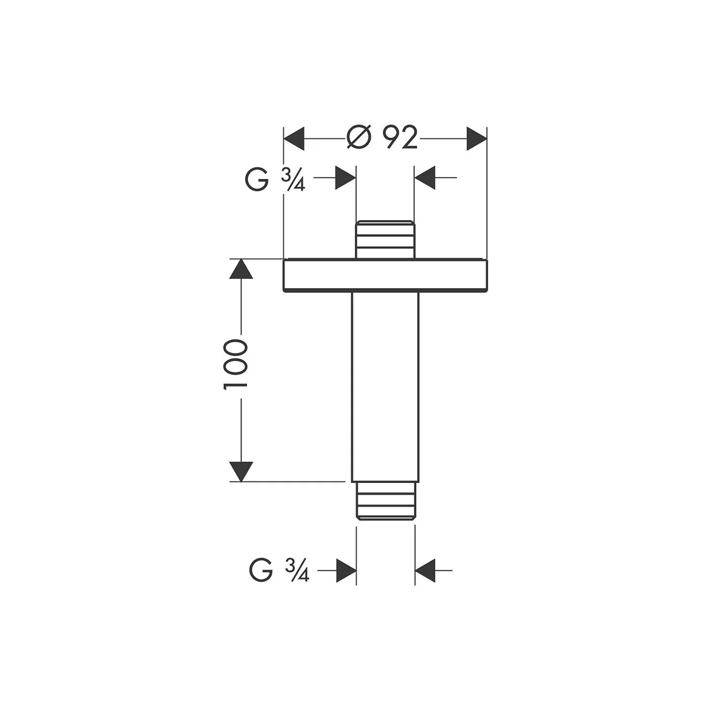 Hansgrohe plafonski nosač ruže tuša 100mm 27418000
