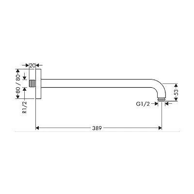 Hansgrohe E zidni konektor (držač) tuš ruže L=38,9 cm 27446000