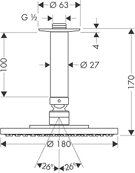 Hansgrohe Raindance ruža overhead 180mm 27478000