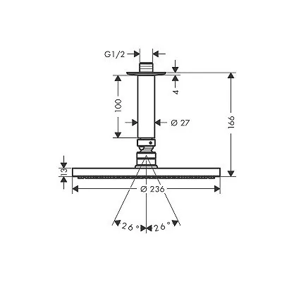 Hansgrohe Raindance S240 plafonska tuš ruža 27620000