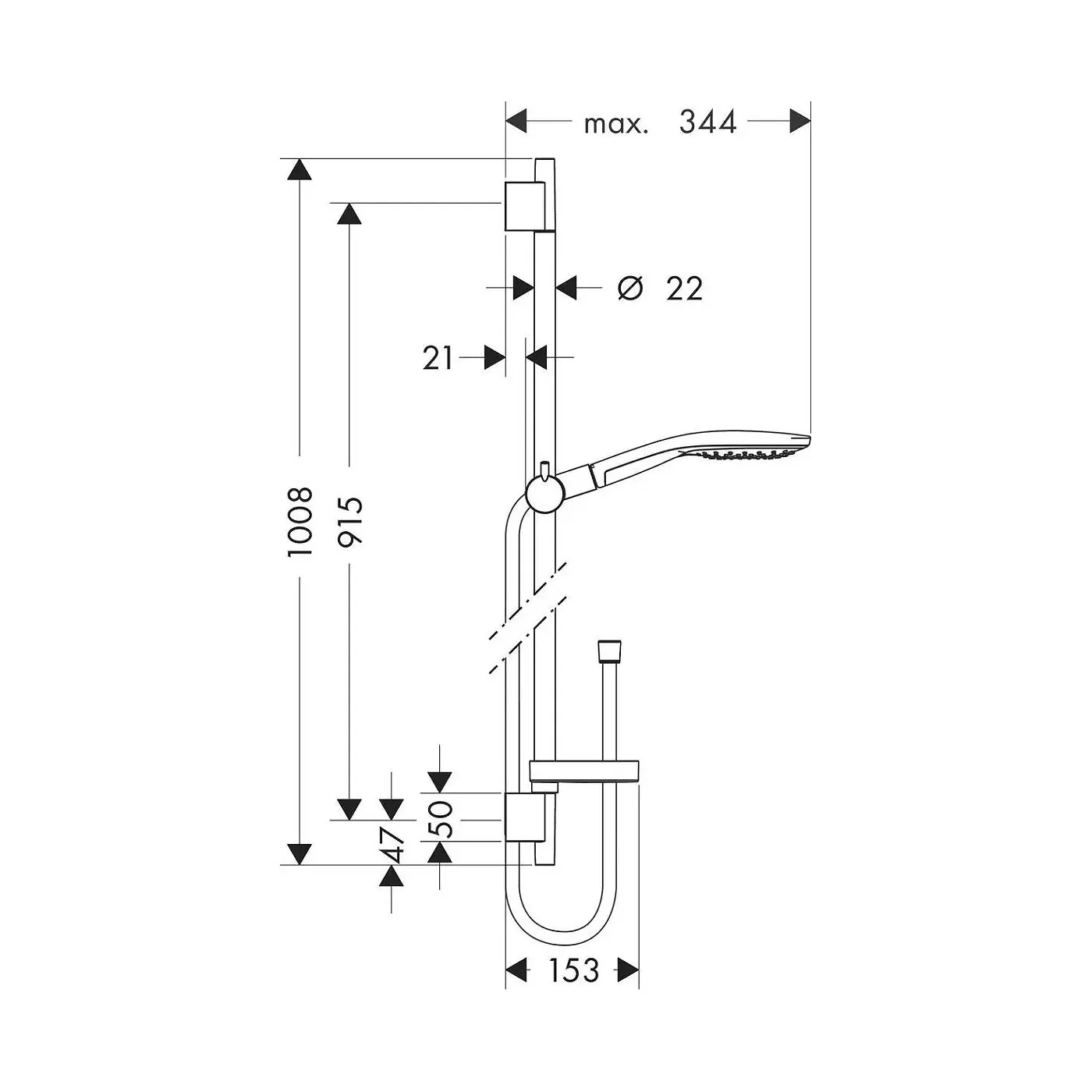 Hansgrohe Raindance Select 150 set unica s puro 900mm 27803000